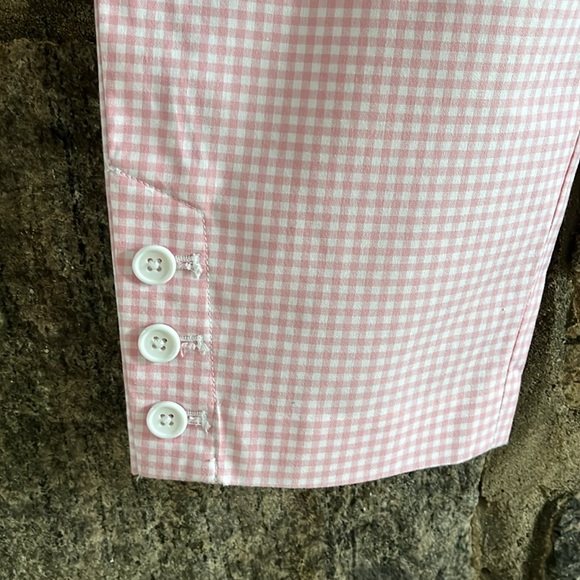 TALBOTS SIZE 10P PERFECT CROP PINK/WHITE GINGHAM PANTS - Picture 3 of 6